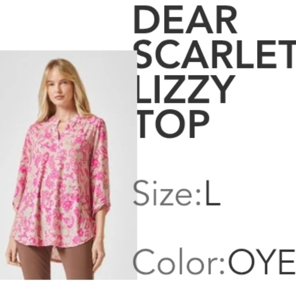 Dear Scarlett Lizzy Boutique Top 3/4 sleeve- Pink and Oyster